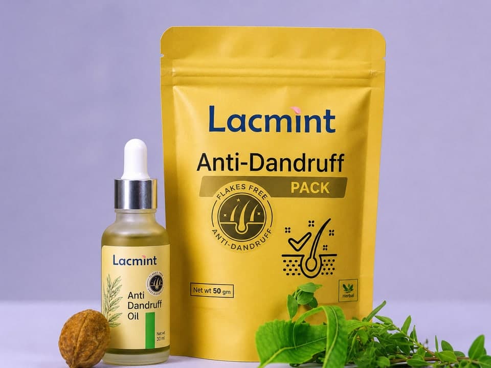Lacmint anti-dandruff pack and anti-dandruff oil